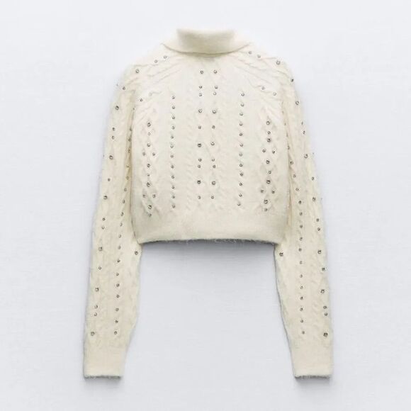 ZARA RHINESTONE KNIT CARDIGAN - Picture 11 of 12